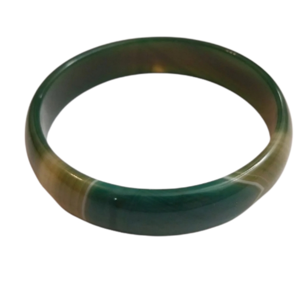 Solid Agate Bangle Bracelet Green - image 3